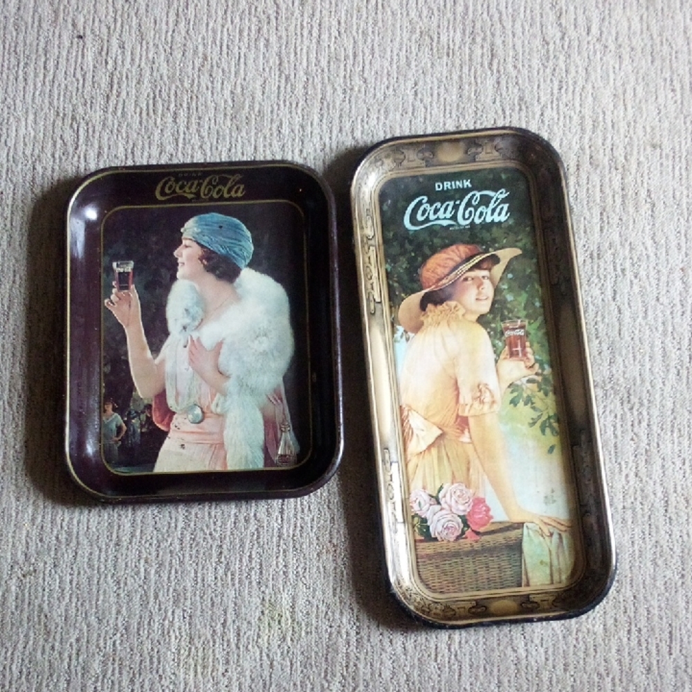 2 Old CoxA Cola Tins Depicting Stylish Young Ladies 1920's